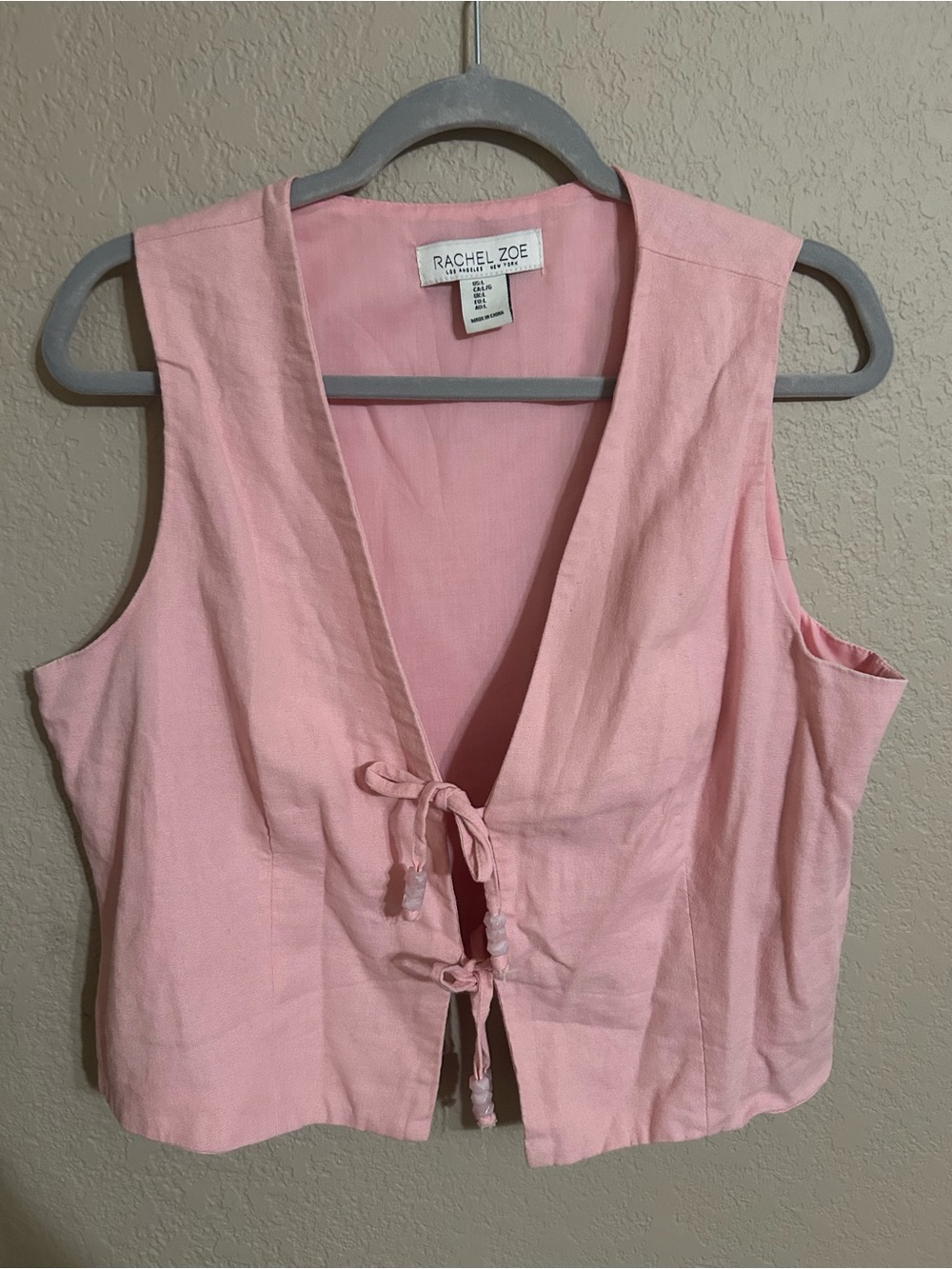 Rachel Zoe Light Pink Sleeveless Tie-Front Tank